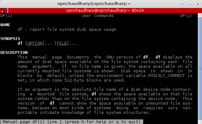 df command in Terminal 